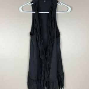 K DASH BY KARDASHIAN BLACK FRINGE VEST